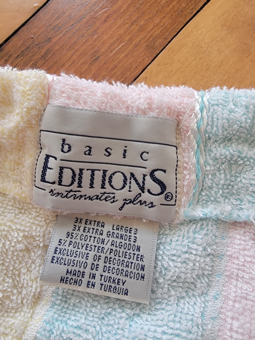 Vintage Pastel Stripe Terry Bath Robe Pink, Blue, Yellow Swim Cover Up 3X - Picture 7 of 7